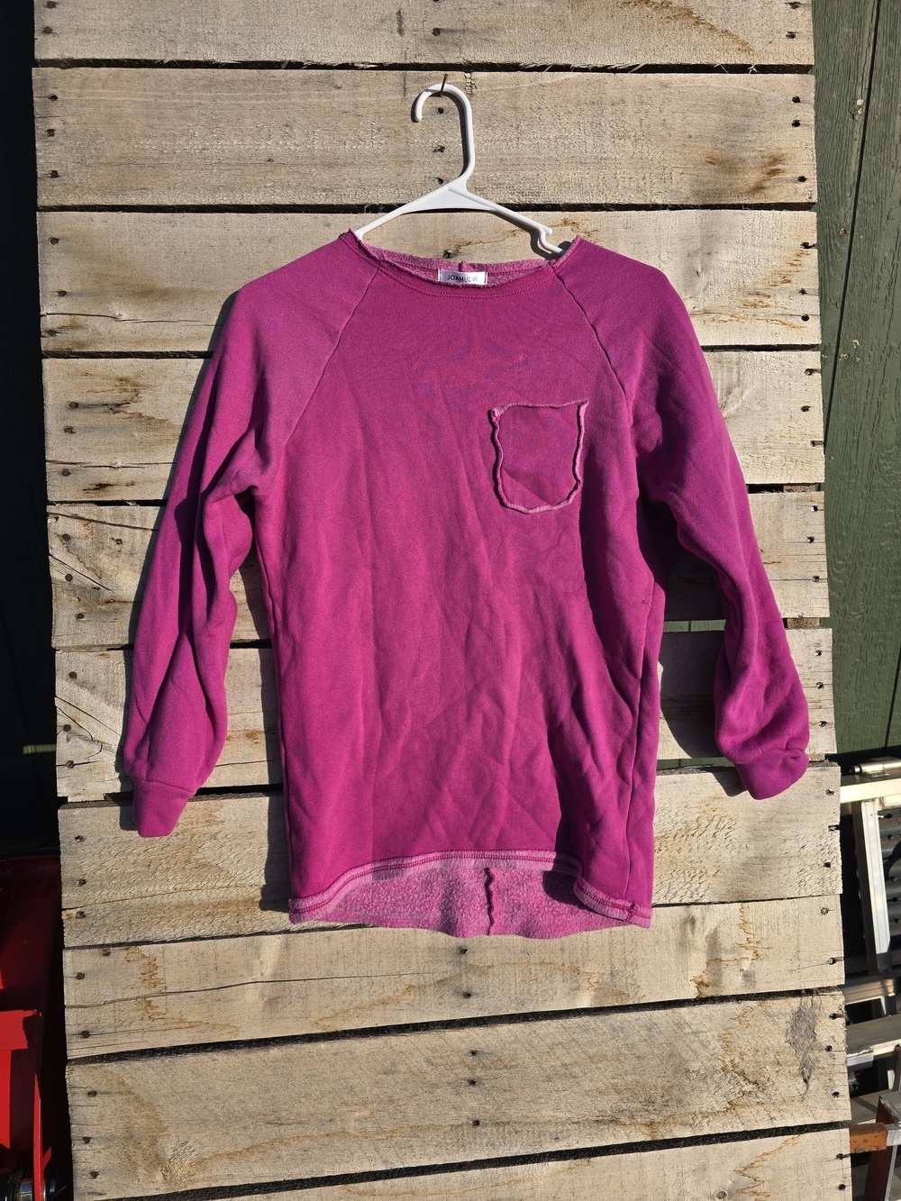 Kids Magenta Crewneck Sweatshirt with Chest Pocket